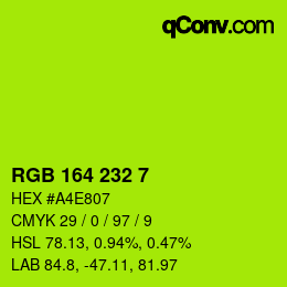 カラーコード: RGB 164 232 7 | qconv.com