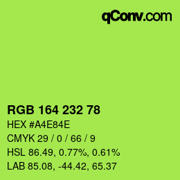 Color code: RGB 164 232 78 | qconv.com