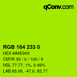 Color code: RGB 164 233 0 | qconv.com