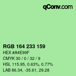 Color code: RGB 164 233 159 | qconv.com