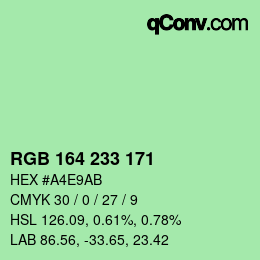 Color code: RGB 164 233 171 | qconv.com