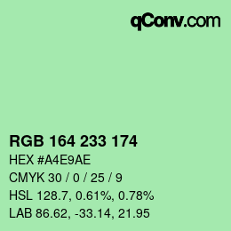Color code: RGB 164 233 174 | qconv.com