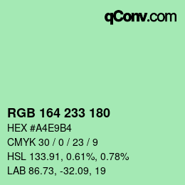 Color code: RGB 164 233 180 | qconv.com