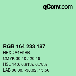 Color code: RGB 164 233 187 | qconv.com