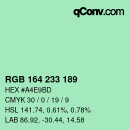 Color code: RGB 164 233 189 | qconv.com