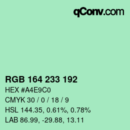 カラーコード: RGB 164 233 192 | qconv.com