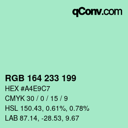 カラーコード: RGB 164 233 199 | qconv.com