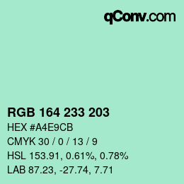Color code: RGB 164 233 203 | qconv.com