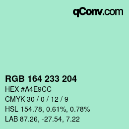 Color code: RGB 164 233 204 | qconv.com