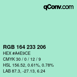 Color code: RGB 164 233 206 | qconv.com