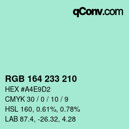 Color code: RGB 164 233 210 | qconv.com