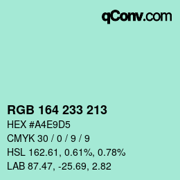 Color code: RGB 164 233 213 | qconv.com