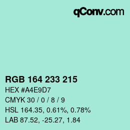 Color code: RGB 164 233 215 | qconv.com