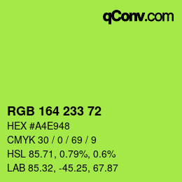 Color code: RGB 164 233 72 | qconv.com