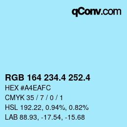 カラーコード: RGB 164 234.4 252.4 | qconv.com
