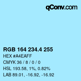 カラーコード: RGB 164 234.4 255 | qconv.com