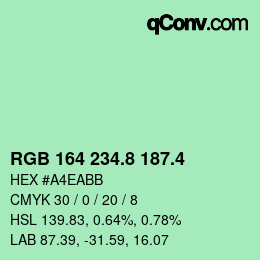 カラーコード: RGB 164 234.8 187.4 | qconv.com