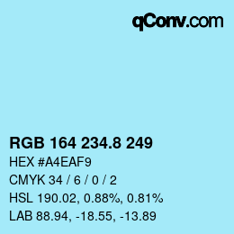 カラーコード: RGB 164 234.8 249 | qconv.com