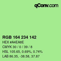 Color code: RGB 164 234 142 | qconv.com