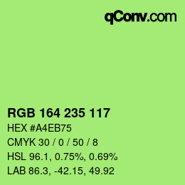 Color code: RGB 164 235 117 | qconv.com