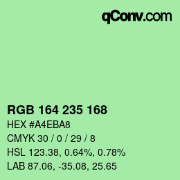 カラーコード: RGB 164 235 168 | qconv.com