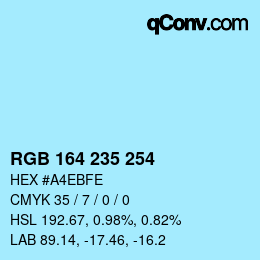 Color code: RGB 164 235 254 | qconv.com