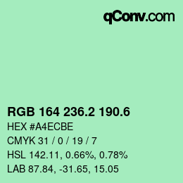 カラーコード: RGB 164 236.2 190.6 | qconv.com