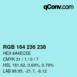Color code: RGB 164 236 238 | qconv.com