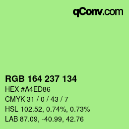 Color code: RGB 164 237 134 | qconv.com