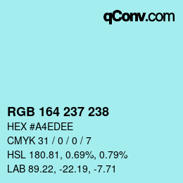 Color code: RGB 164 237 238 | qconv.com