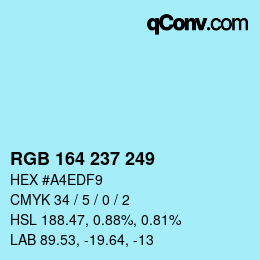 Color code: RGB 164 237 249 | qconv.com