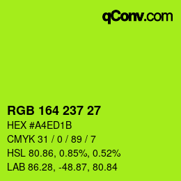 Color code: RGB 164 237 27 | qconv.com