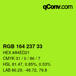 カラーコード: RGB 164 237 33 | qconv.com