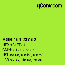 Color code: RGB 164 237 52 | qconv.com