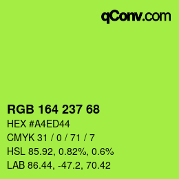 Color code: RGB 164 237 68 | qconv.com
