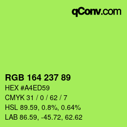 Code couleur: RGB 164 237 89 | qconv.com