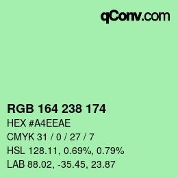 Color code: RGB 164 238 174 | qconv.com