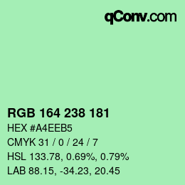 Color code: RGB 164 238 181 | qconv.com