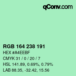 Color code: RGB 164 238 191 | qconv.com