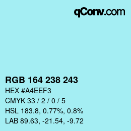 Color code: RGB 164 238 243 | qconv.com