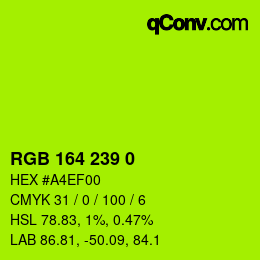 Código de color: RGB 164 239 0 | qconv.com