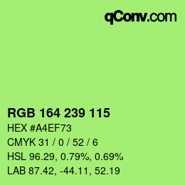 Color code: RGB 164 239 115 | qconv.com