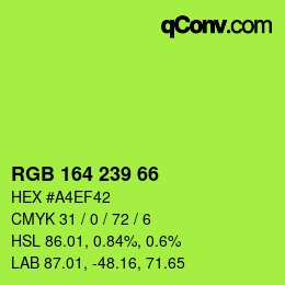 Color code: RGB 164 239 66 | qconv.com