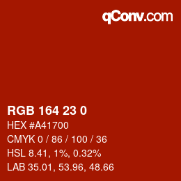 Color code: RGB 164 23 0 | qconv.com