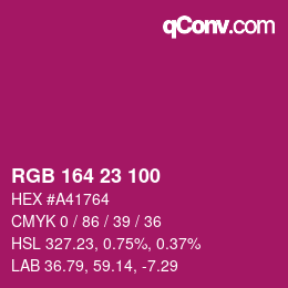 Farbcode: RGB 164 23 100 | qconv.com