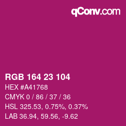 Color code: RGB 164 23 104 | qconv.com