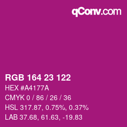 Color code: RGB 164 23 122 | qconv.com