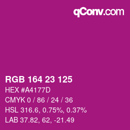 Color code: RGB 164 23 125 | qconv.com