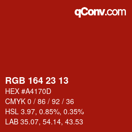 Color code: RGB 164 23 13 | qconv.com