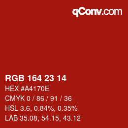 カラーコード: RGB 164 23 14 | qconv.com